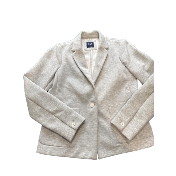 GAP Heather Gray SingleButton Notched Lapel French Terry Casual Blazer Womens 6 - Picture 2 of 7